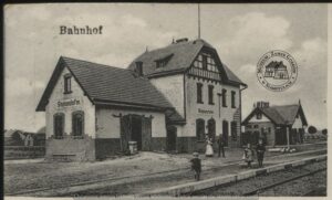 Widok na stację kolejową, rok 1914.